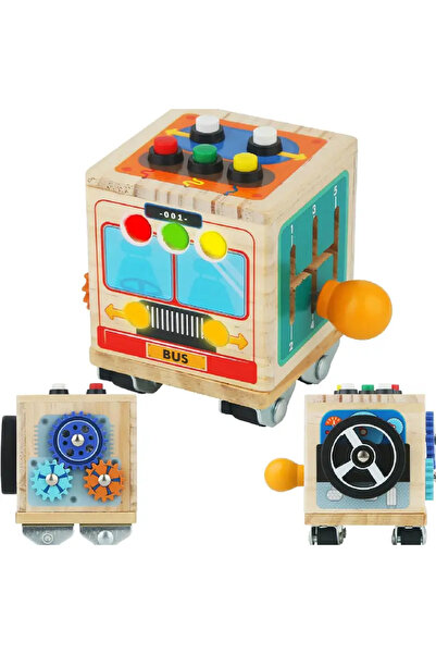 OEM Jucarie Educationala Montessori 6 in 1 Cub Interactiv de Lemn