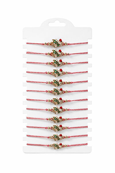 OEM Set of 12 Martisor Bracelets Basket with Flowers and Ladybug, Adjustable ...