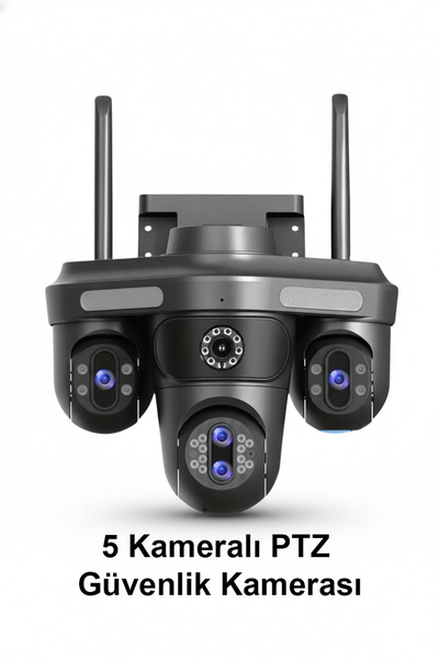 Tekvora 5 Kameralı PTZ WiFi Güvenlik Kamerası | 10X Zoom | Gece Görüş | Sesli İletişim | Hareket Algılama