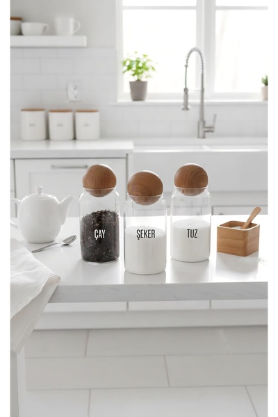 ÖZ HOME 3-Piece Glass Storage Jar with Ball Lid 1130 ml