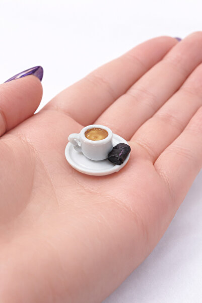 CharmFancy 1'Li Bitter Çikolatalı Kahve Fincanı – Bebek Evi Mini Minyatür Aks...