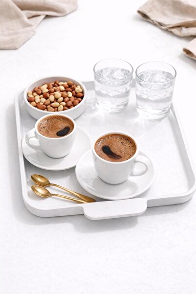 OES HOME Oeshome 4 Pieces Decorative Coffee Serving and Breakfast Serving Tray Mica Crystal White Tray