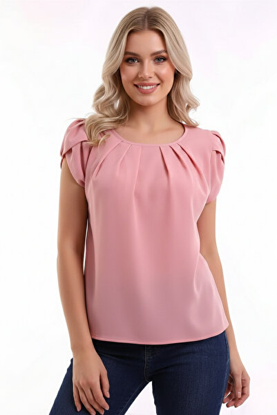 İntive Lingerie Round Pleated Collared Sleeve Detailed Comfortable Cut Short ...