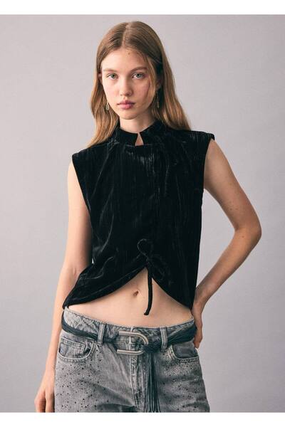 Mango Teen Kadife yelek bluz