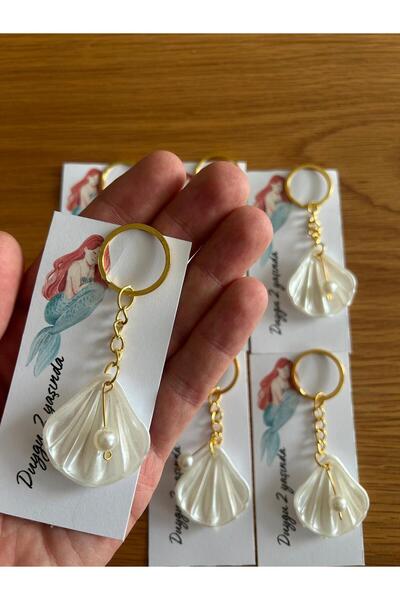 Poros Store Mermaid İstiridye anahtarlık 10 Adet Hediyelik - Deniz kızı -Bilg...