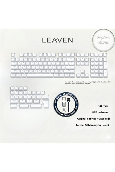 Leaven MEKANİK KLAVYE KEYCAP -136 TUŞLU KRİSTAL YARI SAYDAM BEYAZ TUŞ TAKIMI