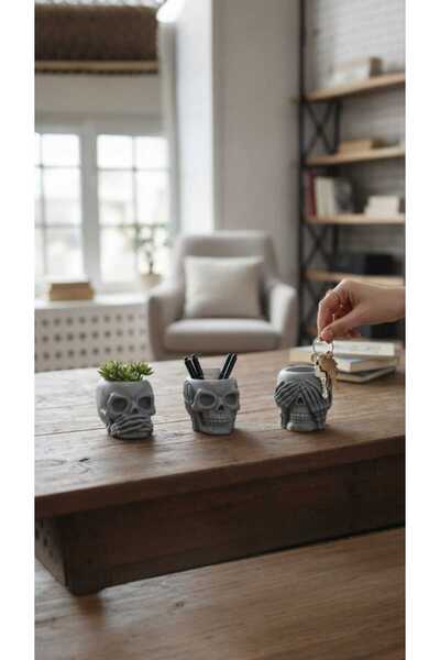 bonjorno aksesuar Kuru Kafa 3'lü Biblo Seti , Kalemlik Aksesuar Seti