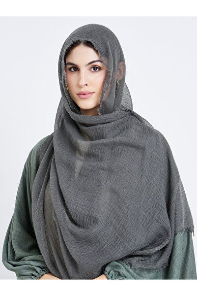 Styli Brown Crinkle Textured Hijab