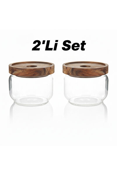 Edenza 300 ml Glass Breakfast Bowl with Wooden Acacia Lid – Round Glass Jar S...