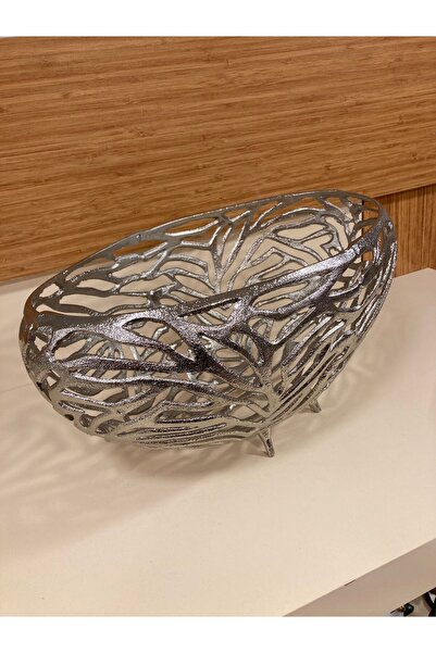 PLUS HOME وعاء فاكهة من النحاس المصبوب، موديل بيضاوي وعميق، لون فضي، حجم كبير...