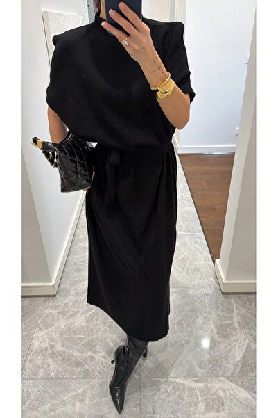 manana fashion فستان ميدي عالي الجودة مع حزام - 130 سم