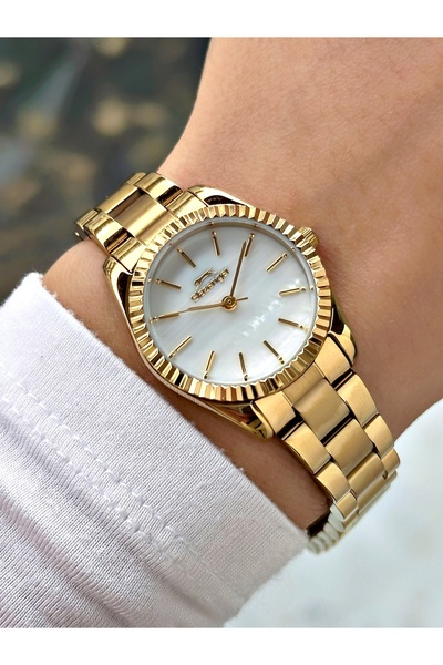Slazenger Steel Band Steel Case Gold Color Women Wristwatch 2457Mr