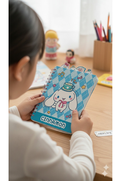 HEK LİFE Cinnamoroll Çizgili Ayraçlı Defter Spiralli Ajanda Okul Ofis Kırtasi...