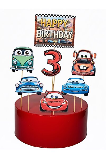 telaşe memuru Arabalar Pasta Süsü - Arabalar Doğum Günü Süsü - 3 Yaş Arabalar...
