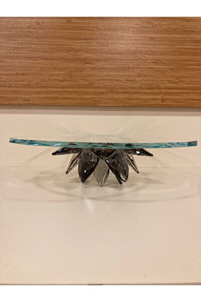 PLUS HOME Tableware Presentation Service Crystal Lotus Flower Round Large Siz...