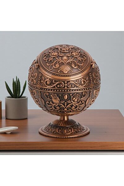 ELSELİFE Lüks Gül Motifli Metal Top Küllük & Tütsülük | Rüzgar Önleyici Çok F...