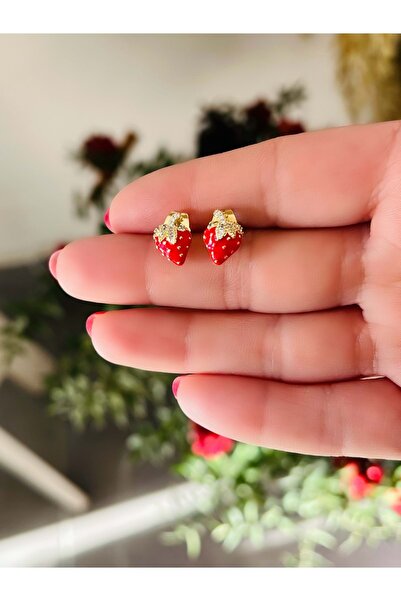 ACAR TAKI Xuping Minimal Red Strawberry Earrings 5Mm-Gold Color Acr8394