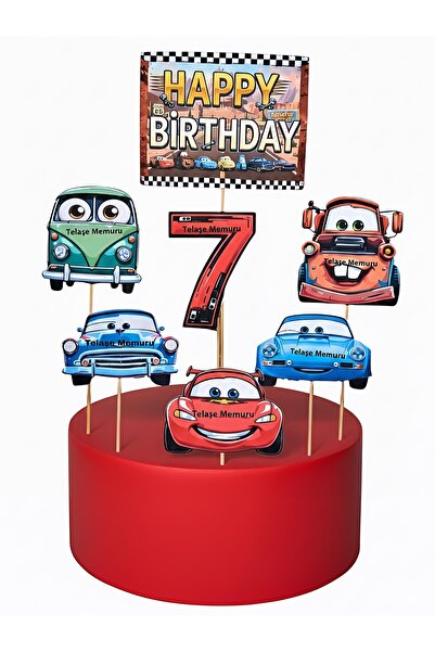 telaşe memuru Cars Cake Topper - Cars Birthday Decoration - 7 Year Old Cars B...
