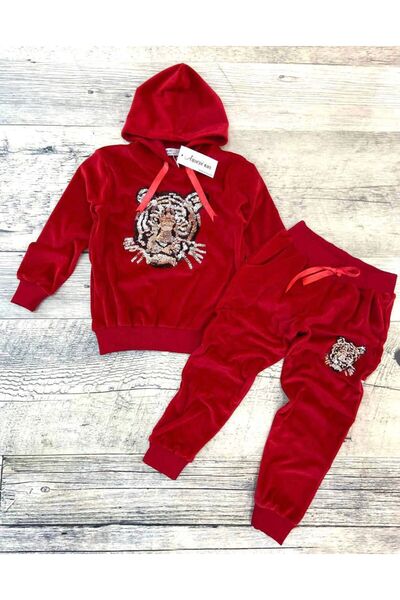 Store Kaplanlı kadife kız takım