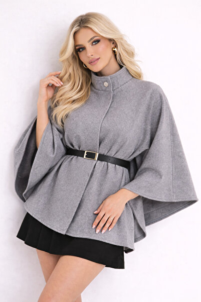 EKZMODA Elegant Women's Belted Winter Cashmere Poncho Models