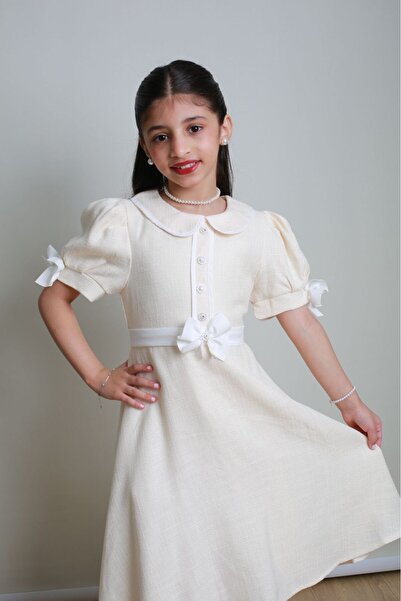 gmax Girls' dress with pearl buttons