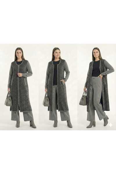 onno style women Long Straw Pattern Jacket with Zipper