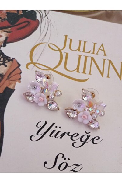 Shisa Jewel Beyaz taşlı Renkli Çiçekler Küpe(A58)