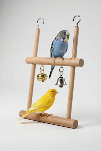 Alyones Ahşap Kuş Trapezi Oyuncağı | Kuş Kafesi Eğlence Aksesuarı | Doğal Kuş...