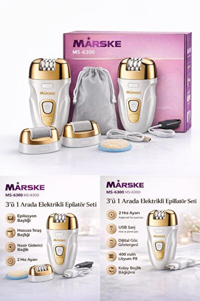 ATLT ATLANTİS 400 MAH 3 Ü 1 ARADA ELEKTİRİKLİ EPİLATÖR SETİ TÜY ALICI AYAK NA...