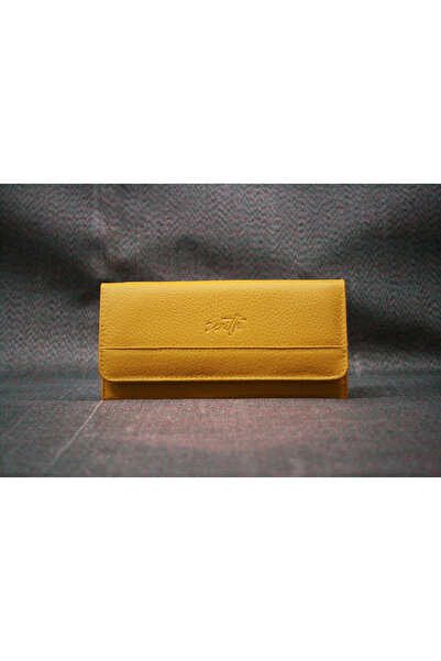 ZENİTH Leather Hakiki Deri Kadın Cüzdan Sarı – Çok Bölmeli Kartlık, Fermuarlı...