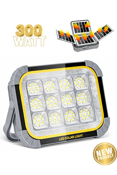 Fenerix Q-Max Solar LED Projektör 300 Watt, 22800 mAh Güçlü Işık, Şarjlı, Dış...