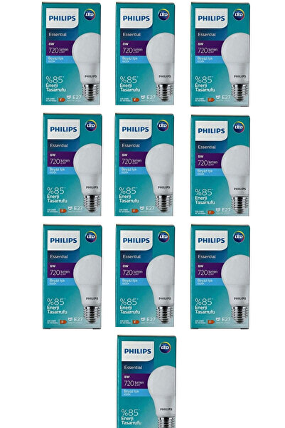 Philips 8W 720 Lümen E27 6500K Beyaz Işık %85 12 adet Enerji Tasaruflu