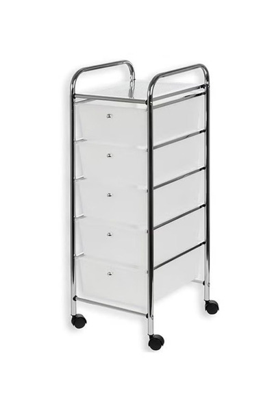 Cady One Rolling storage cart with 5 plastic drawers and wheels, 5-tier remov...
