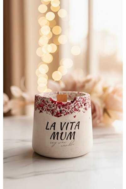 LAVİTAMUM Ahşap Fitilli Yoğun Kokulu Dekoratif Mum – El Yapımı Doğal Soya Wax...