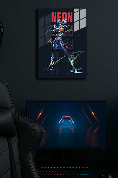 EABASKI "Valorant NEON" Baskılı Metal Poster, Oyun/Game Hediyelik Tablo 30x40 cm