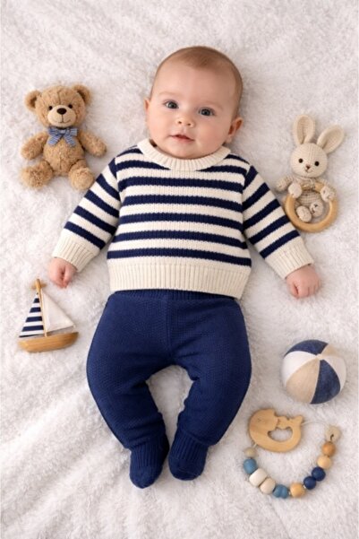 Superbaby Σετ πλεκτό με ρίγες Gonca bebe – άνεση και στυλ