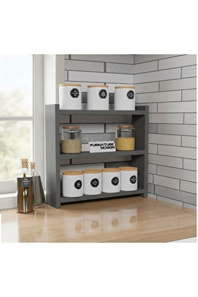 Cansumobilya Çok amaçlı tezgah üstü 3 Raflı akransit renk baharatlık