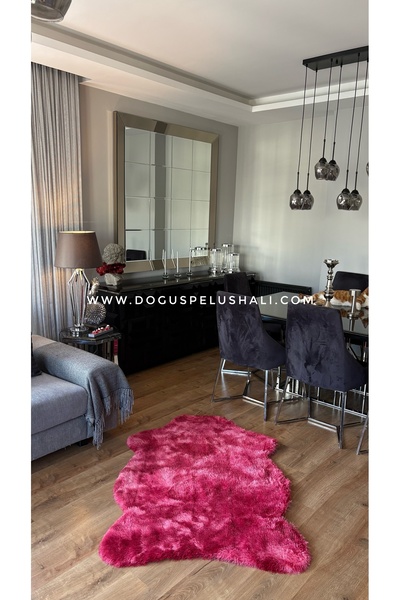 Doğuş Peluş Halı Batik Tavşan Fuşya Yumuşak Dokulu Peluş Halı Tek Kafa Post