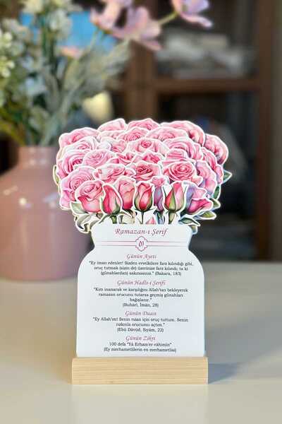 Sticker Ekspres Büyük Boy Pembe Gül Temalı Çiçekli Ramazan Takvimi - 30 Günlü...