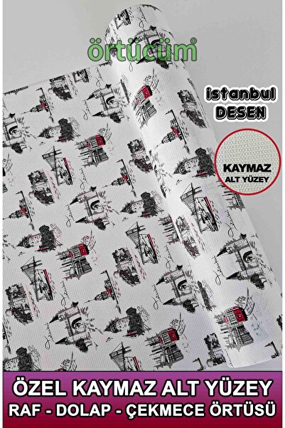 Örtücüm Kaymaz Dolap İçi Raf Örtüsü Pvc Buzdolabı Çekmece Kaydırmaz Çok Amaçl...