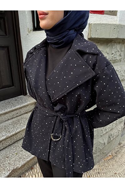 El Amira Luna Taş Detaylı Süet Ceket Kahve