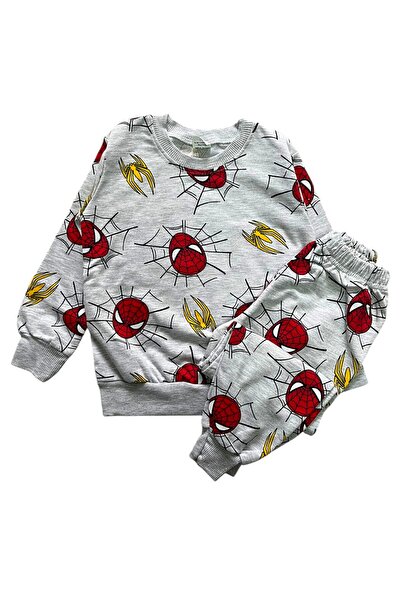 Pajama Shop Boys' Cotton Fabric Gray Color Patterned Long Sleeve Seasonal Paj...