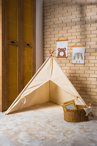 homytextiles Ahşap Çocuk Kızılderili Oyun Çadırı, Ev İçi ve Bahçe Kullanımına...