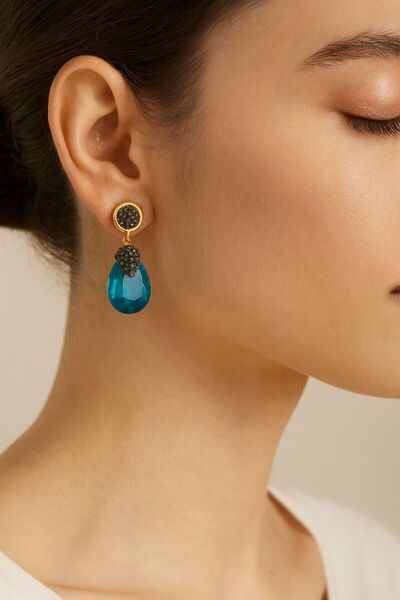 LEYLART JEWELLERY Ester Altın Kaplama Taşlı Küpe
