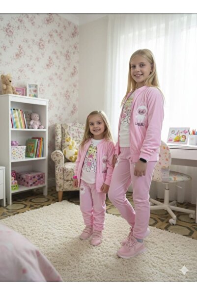 VELİNA GROUP Girl's Top - Bottom Set 3 Piece Velvet Tracksuit Set – Labubu De...