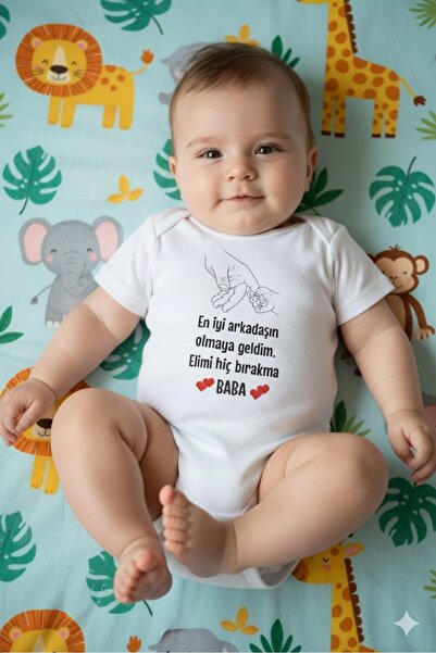 vieso بدلة أطفال قطنية عضوية 100% من إليمي هايدرايب بابا مطبوع بأكمام قصيرة