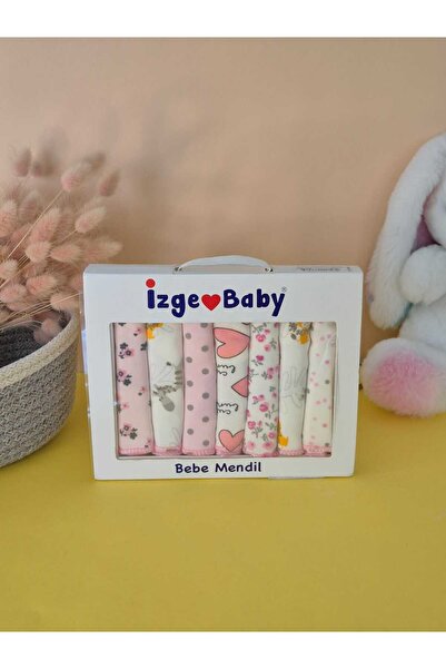 İzge Baby Baby Mouth Wipes Cotton 7 Pieces Patterned Boxed Pink-White