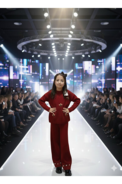 CoCo Oversized Daisy Embroidered Wide Leg Top and Bottom Knitwear Set for Girls