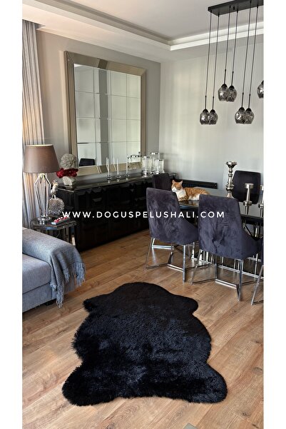 Doğuş Peluş Halı Tavşan Siyah Yumuşak Dokulu Peluş Halı Tek Kafa Post