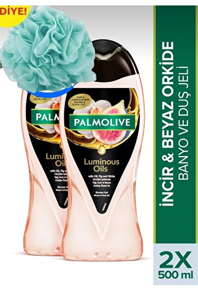 Palmolive Luminous Oils Banyo ve Duş Jeli 500 ml x 2 Adet + Duş Lifi Hediye